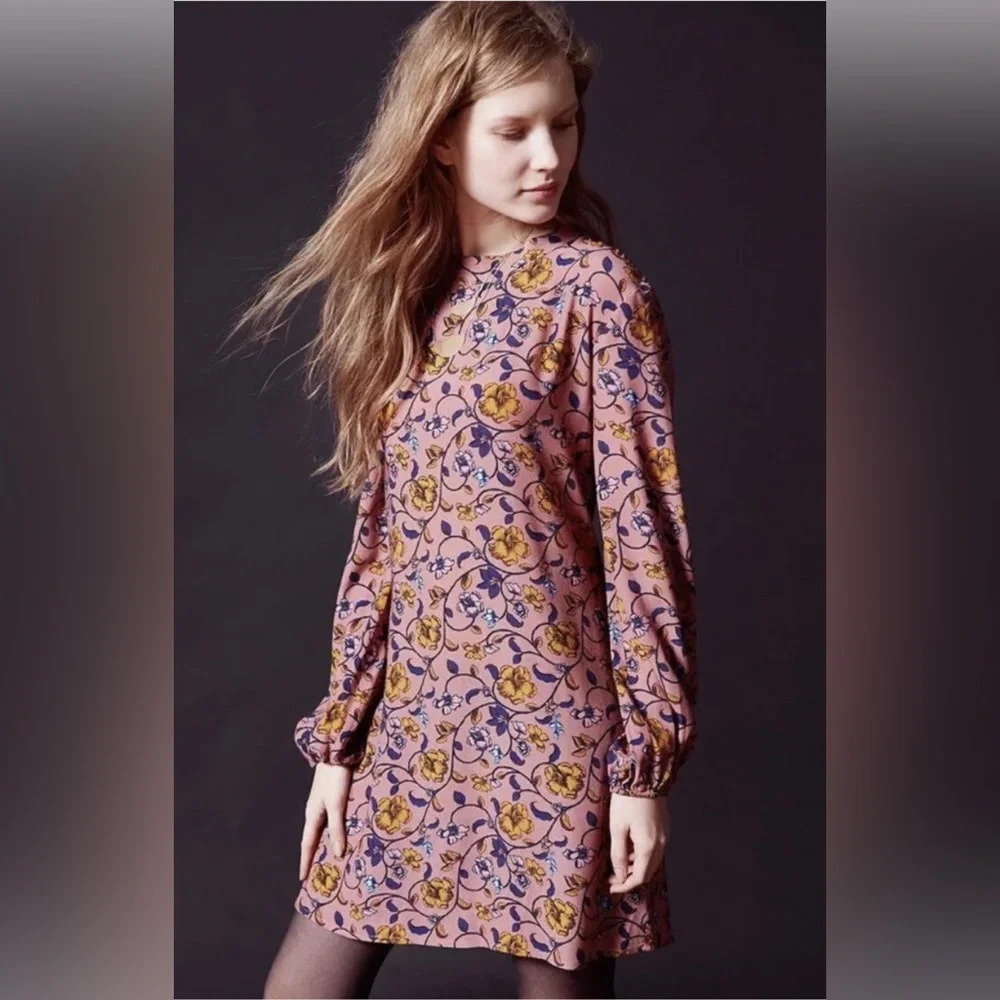 For Love & Lemons Mauve Floral Dress Open Back Size Medium - Picture 2 of 7
